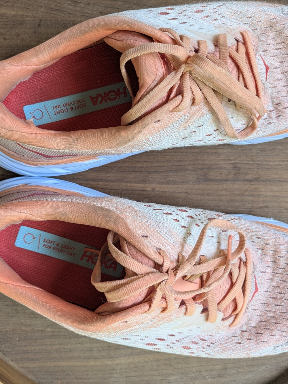 HOKA Clifton 8 Women's Peach Knit Running Shoes